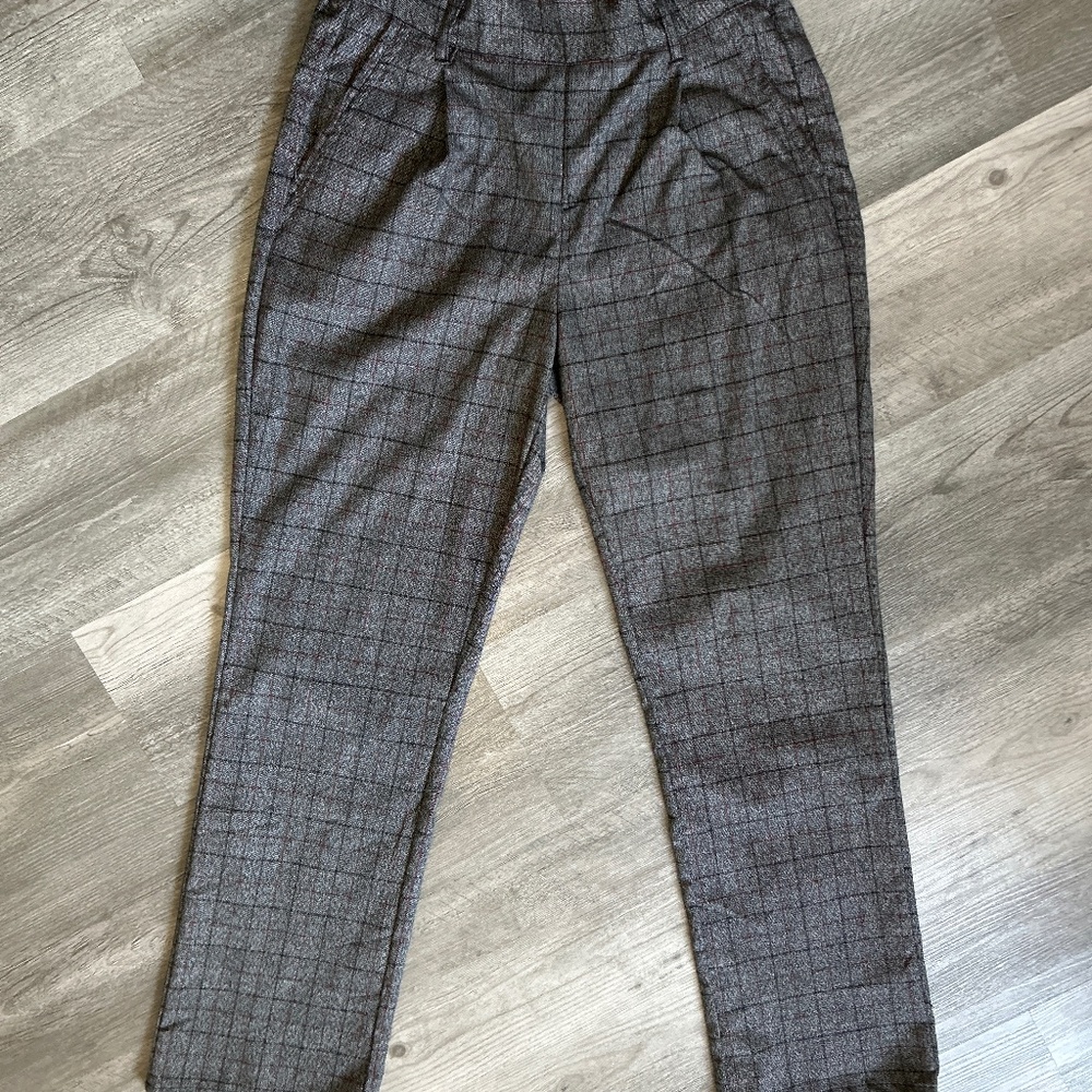 Plaid black grey and burgundy slacks/trousers